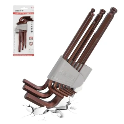 Image of Bouncy Allen Key Set, 9 PCS Metric Hex Set 1.5 10mm with Ball End, Long Arm Design Durable Chrome Vanadium Steel, for Bike Repair, Furniture Assembly, and DIY Projects