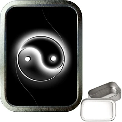 Image of TEEZ Ying Yang 2oz Silver Tobacco Tin, Baccy Smoking Tin