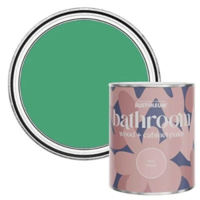Image of Rust Oleum Green Moisture Resistant Bathroom Wood and Cabinet Paint in Matt Finish EMERALD 750ML