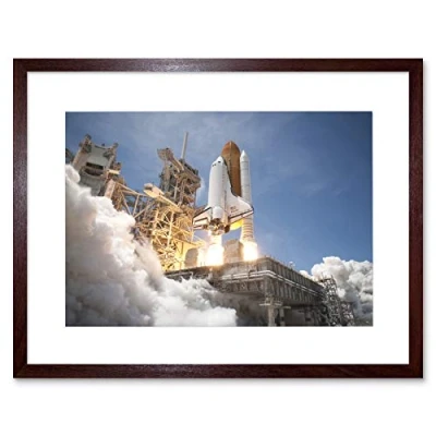 Image of Wee Blue Coo Space Shuttle Atlantis Launches From Ksc Picture Framed Wall Art Print