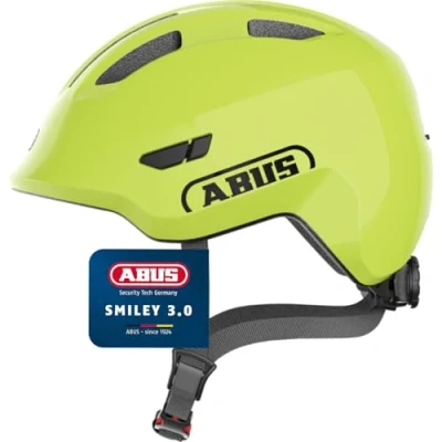 Image of ABUS Smiley 3.0 children&#039;s helmet bike with a low fit, child friendly designs &amp; space for pigtail girls and boys