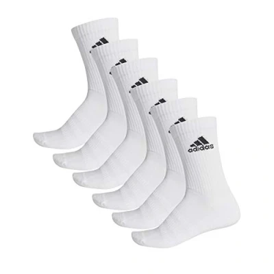 Image of adidas Men&#039;s Cush Crw 6pp Socks, WHITE/WHITE/WHITE/WHI, M