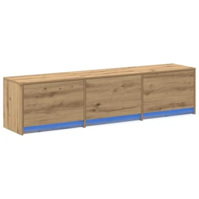 Image of vidaXL TV Cabinet with LED Artisan Oak 165x34x40 cm Engineered Wood