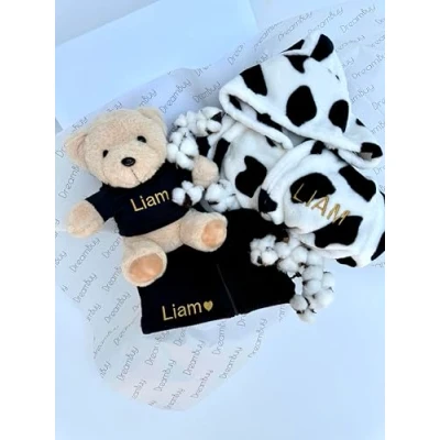 Image of Personalised Baby Gifts Set for Boy or Girl, Perfect Shower &amp; Christenings Create Special Essentials Newborn with Toy (Option 5, 3 6 Months)