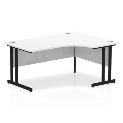 Image of Impulse 1600mm Right Crescent Desk White Top Black Cantilever Leg