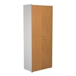 Image of 2000 Wooden Cupboard (450mm Deep) White Carcass Nova Oak Doors