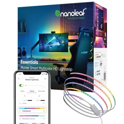 Image of Nanoleaf Matter Essentials 5M HD Led Strip Light, Addressable RGBIC Smart and Multicolour, Over WiFi, Bluetooth, 16M+ Colours, Works with Alexa Google Assistant Apple Homekit