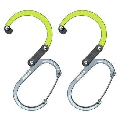 Image of GEAR AID HEROCLIP Carabiner Clip and Hook (Small) for Purse, Stroller, Backpack, Nav Green, 2 Pack