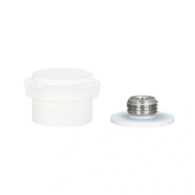 Image of EVI Herrajes Door Stop Stainless Steel 24 x 20 mm Screwed Threaded Base White Lacquered Includes Screw + Mounting Plug Mod. I 19924 BCBBL