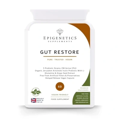 Image of Gut Restore Intestinal Probiotic Formula with Plant Extracts High Strength 5 Billion CFU Digestive Health 60 Vegan Capsules