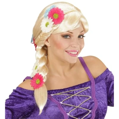 Image of WIDMANN Rapunzel 06751 Wig with Braid and Flowers Blonde