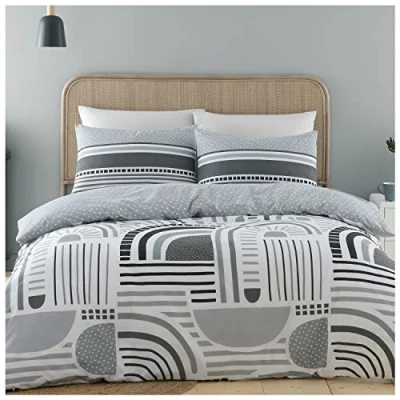 Image of GC GAVENO CAVAILIA Striped Duvet Cover Sets, Soft &amp; Comfy Printed Bedding Double Bed Set, Polycotton Quilt Covers, Mono, 713418, Happy Rainbow mono