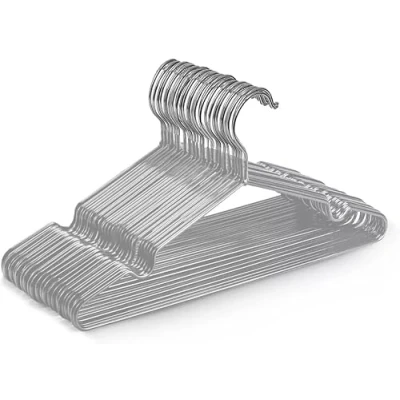 Image of ARA CHOICE Premium Rubber Coated Metal Coat Hangers Heavy Duty Adult Space Saving Hanger Rack Rails Thin and Non Slip Chrome For Clothes Garment Wardrobe Organiser Trouser Suit (20, Grey)