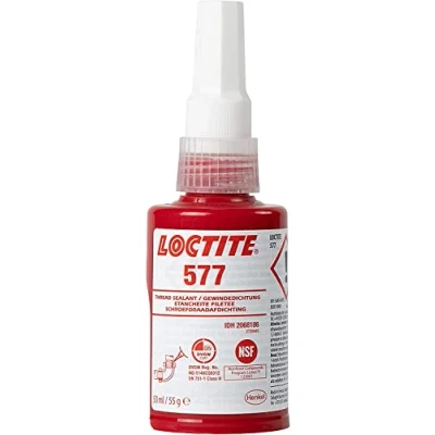 Image of LOCTITE 577, Medium Strength Industrial Adhesive for Thread Sealing, Universal Liquid Pipes and Metal Threads, Chemically Resistant Sealant, 50ml