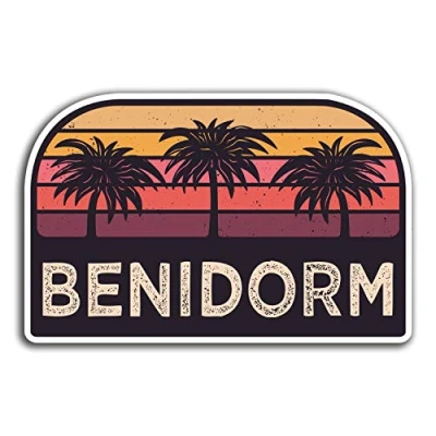 Image of 2 x 10cm Benidorm Sunset Vinyl Stickers Travel Sticker Laptop Luggage #23723 (10cm Wide)
