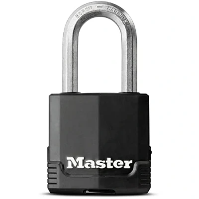 Image of MASTER Lock Heavy Duty Padlock, Security Level 10/10, Outdoor, Keyed, Covered Laminated Steel, Weatherproof, Medium Shackle
