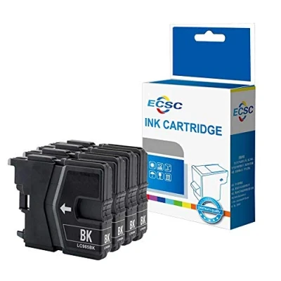 Image of ECSC Compatible Ink Cartridge Replacement for Brother MFC J220 J265W J410 DCP J125 J315W J415W J515W LC 985BK (Black, 4 Pack)