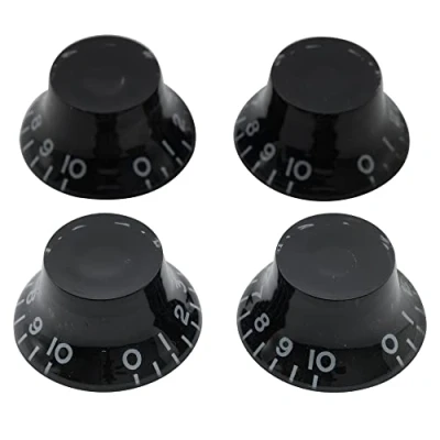 Image of Musiclily Metric Top Hat Bell Knobs Tone Volume Control for Epiphone Les Paul SG Electric Guitar, Black (Set of 4)