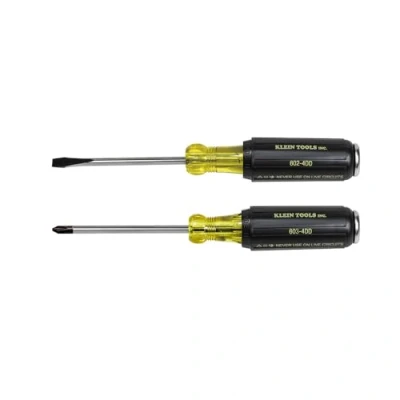Image of Klein Tools 32008 Demolition and Phillips Screwdriver Set with Plated Metal Strike Cap Heat Treated Blade, Made in USA, 2 Piece