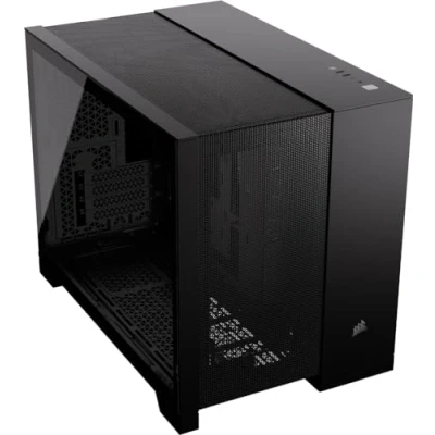 Image of CORSAIR 2500D AIRFLOW Small Tower mATX Dual Chamber PC Case Tempered Glass Reverse Connection Motherboard Compatible No Fans Included Black