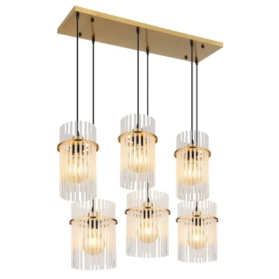 Image of Gorley Cluster Pendant Ceiling Light Gold Colours Matt Opal Glass Shade 6x E27