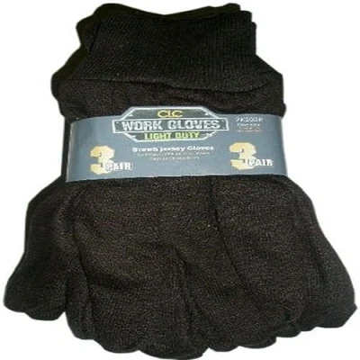 Image of CLC Custom Leathercraft PK2008 Brown Jersey Gloves, 100% Cotton, One Size, 3 Pack