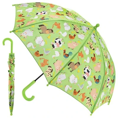 Image of Farmyard Animals Design Kids Children School Outdoor Sunny Rainy Day Umbrella