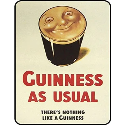 Image of Vintage Advertising Wall Tin Plaque 20x15cm Pub Shed Bar Man Cave Home Bedroom Office Kitchen Gift Metal Sign Retro Guinness As Usual Drink Stout Ale Pint Glass Advert inspired