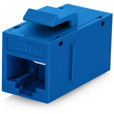 Image of Everest Media Solutions RJ45 CAT6 Keystone Coupler in Blue 6 Pack Female to Ethernet Jack for Standard Wall Plates &amp; Patch Panels UTP Inline Extender