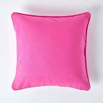Image of HOMESCAPES 100% Cotton Plain Cerise Cushion Cover 30 x cm Square 12 Inches Hot Pink Sofa Pillow Washable