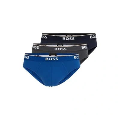 Image of BOSS Men&#039;s 3 pack Classic Regular Fit Stretch Briefs3? ??? ? ???? ???paquete De Calzoncillos Elásticos Cl Briefs, Navy/Charcoal/Blue, L UK