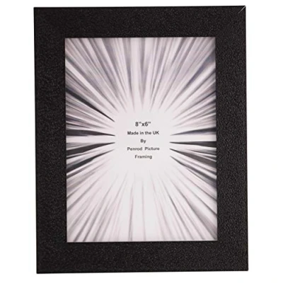 Image of Penrod Picture Framing Charleston Shiny Embossed Black 8x6 inch photo frame with mirror effect edge.
