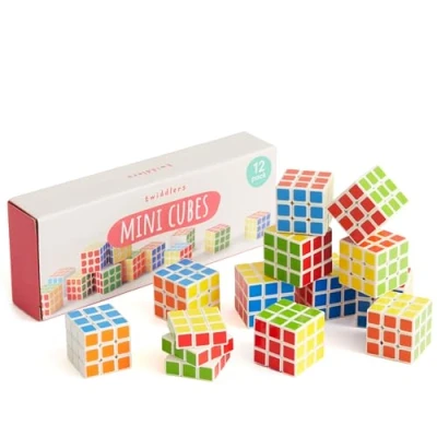 Image of THE TWIDDLERS 12 Mini Puzzle Speed Cube Fidget Toys, 3x3cm Perfect as Party Bag Fillers for Kids, Brain Teasers Multipack Classroom Rewards Prizes 3cm