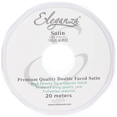 Image of ELEGANZA Double Faced Satin 15mm x 20m White No.01