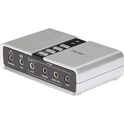 Image of StarTech.com 7.1 USB External Sound Card for Laptop with SPDIF Digital Audio PC Silver (ICUSBAUDIO7D)