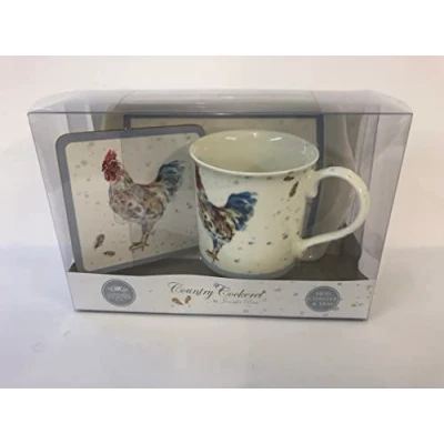 Image of Lesser &amp; Pavey Country Cockerel Mug Coaster and Tray, Multi