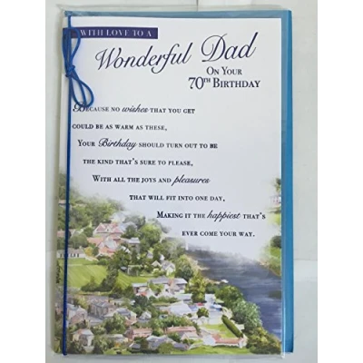 Image of To A Wonderful Dad On Your 70th Birthday Card 70 Seventy White/Blue Foil Design(PRELUDE41334)