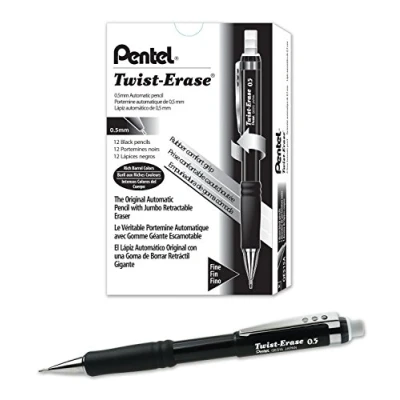 Image of Pentel 0.5mm Twist Erase Mechanical Pencil (Pack of 12), QE515A,Black