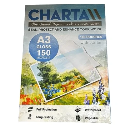 Image of Charta A3 Gloss Laminating Pouches 150 Micron Pack of 100