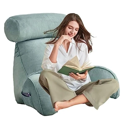 Image of AMZZHAO Comfort Reading Pillow,Lumbar Support Cushion,Back Rest Pillow,Neck Roll,Back Lumbar,Headboard Backrest Cushion,Perfect For Sitting,Reading,or Gaming