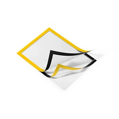 Image of Durable DURAFRAMESelf Adhesive Magnetic Frame A4 Yellow Pack of 2 Document for Professional Internal Signage Self Attachment