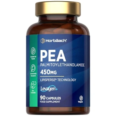 Image of Palmitoylethanolamide Pea 450mg Levagen Plus 90 Vegan Capsules by Horbaach
