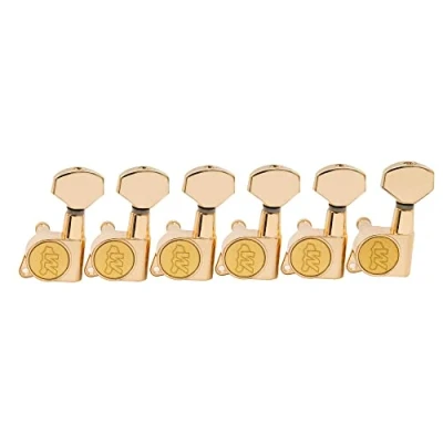 Image of Wilkinson WJN07 Left Handed 6 inline EZ LOK Guitar Tuners Machine Heads 19:1 Ratio Tuning Pegs Keys for Stratocaster Telecaster Electric Guitar, Gold