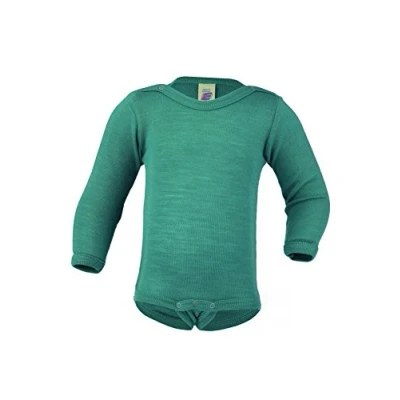 Image of Engel Wool Babygrow Long Sleeved with Poppers on the Shoulder Silk 86/92 cm