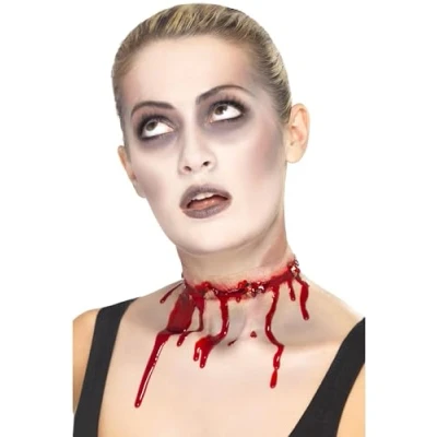 Image of Smiffys Make Up FX, Barbed Wire Split Scar, Red Latex, Adhesive, Cosmetics and Disguises Fancy Dress, Cosmetic Dress &amp; Disguises.