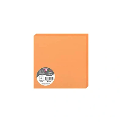 Image of Clairefontaine Ref 2156C Pollen Folded Card (Pack of 25 Sheets) 160 x 160mm Sized, 210gsm Card, Inkjet &amp; Laser Printer Compatible, Acid Free Clementine Orange