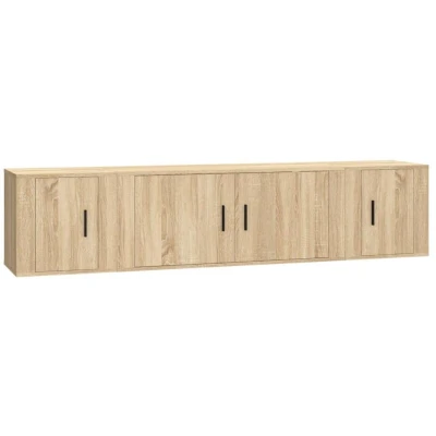 Image of vidaXL 3 Piece TV Cabinet Set Sonoma Oak Engineered Wood