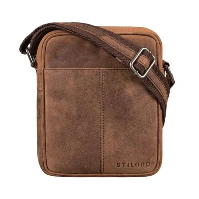 Image of STILORD &#039;Jude&#039; Men&#039;s Shoulder Bag Small Leather Vintage Messenger Side Satchel Crossbody Genuine Leather, Colour:oak brown