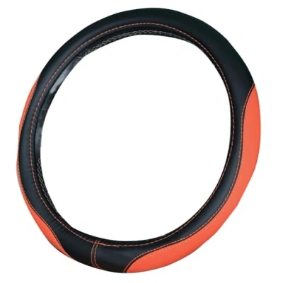 Image of Microfiber Leather Steering Wheel Cover Universal Size 37 38cm (Orange)