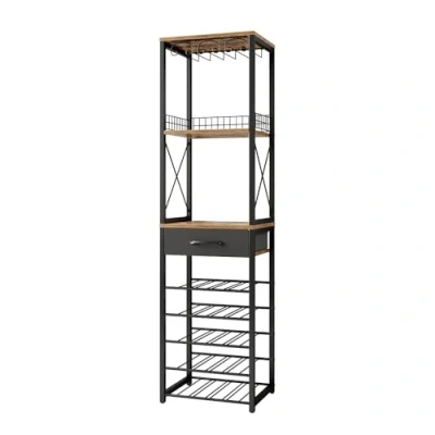 Image of Vicco Wine rack Porto, Rustic oak, 40 x 147.5 cm with drawer